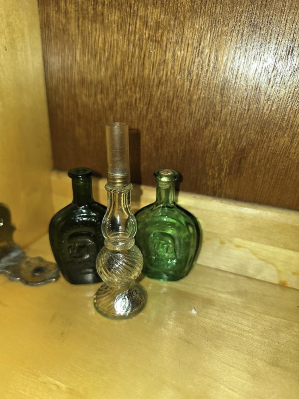 Green & Clear Glass Decorative Bottles